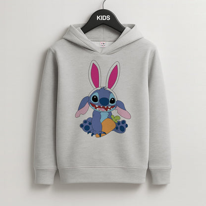 Easter Bunny Blue Alien Kids Grey Hoodie