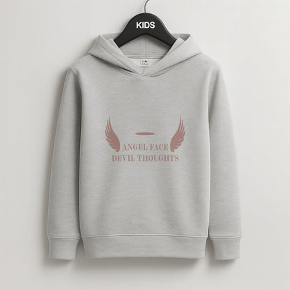 Angel Face Devil Thoughts Kids Grey Hoodie