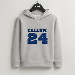 Dark Blue - Personalised Football Kids Grey Hoodie