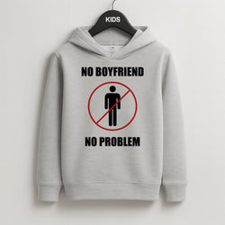 No Boyfriend No Problem Kids Grey Hoodie