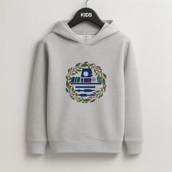 R2D2 Christmas Wreath Kids Grey Hoodie