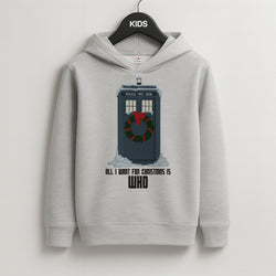 All I Want For Christmas Is Who - Doctor Who Kids Grey Hoodie