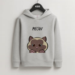 Meow Green - Cats Kids Grey Hoodie