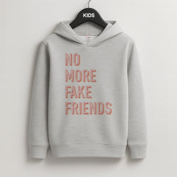 No More Fake Friends Kids Grey Hoodie