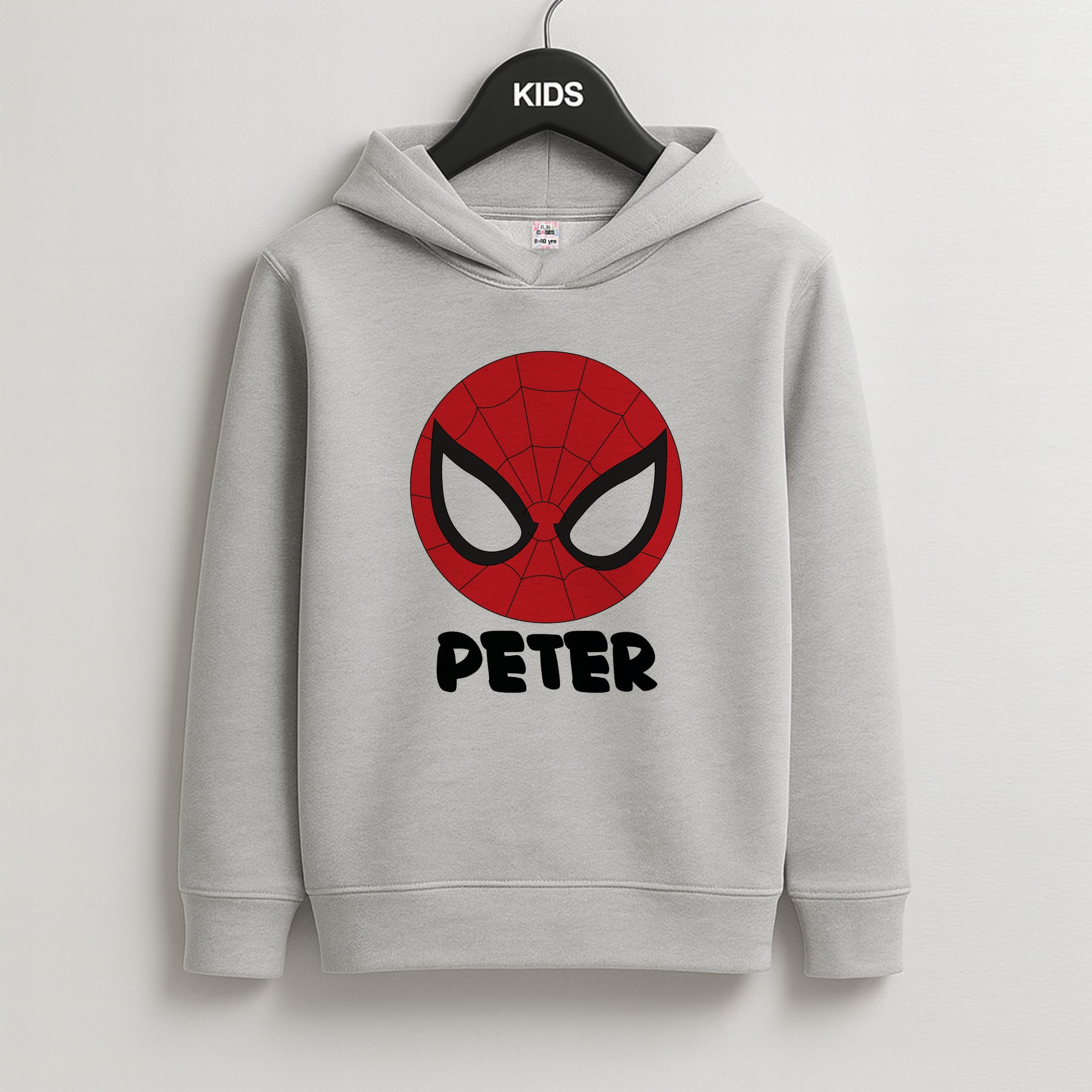 SpiderMan - Personalised Superhero Comic Kids Grey Hoodie