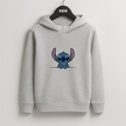 Alien Blue Leaning Kids Grey Hoodie