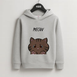 Meow Purple - Cats Kids Grey Hoodie