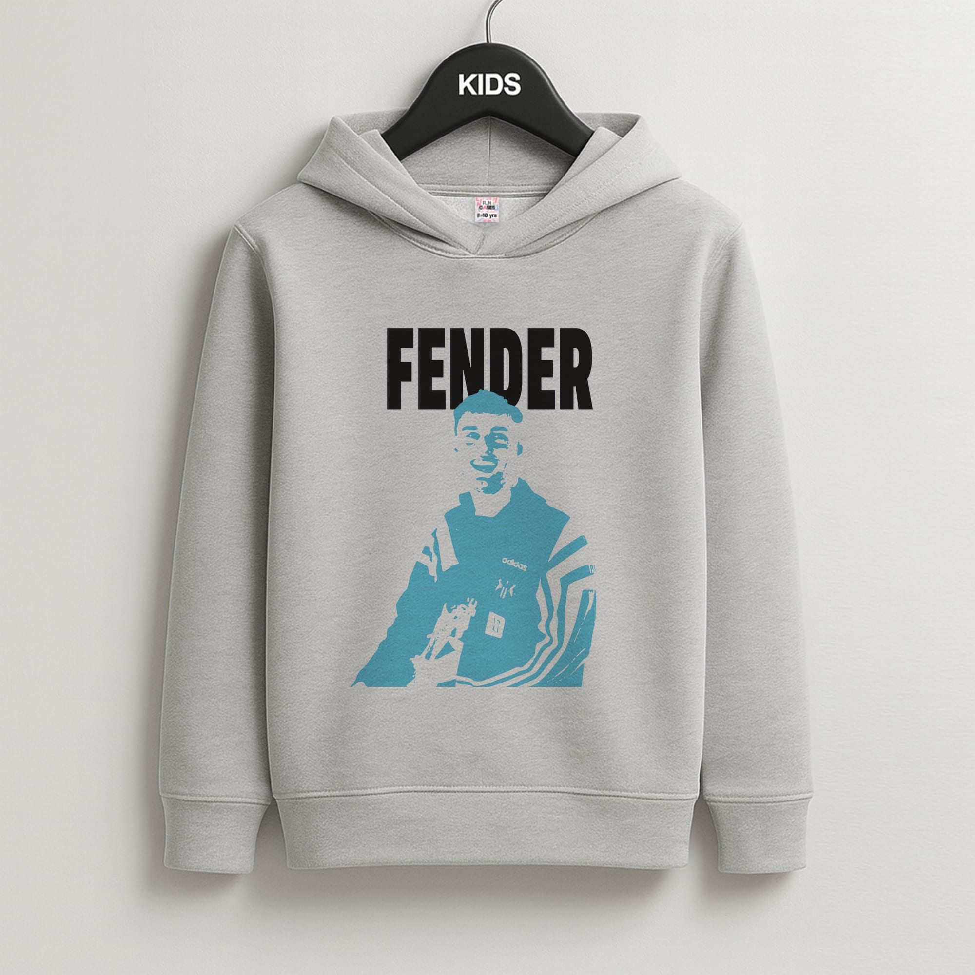 Fender Silhouette Blue Kids Grey Hoodie