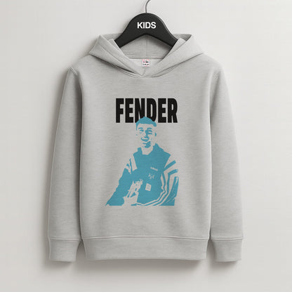 Fender Silhouette Blue Kids Grey Hoodie