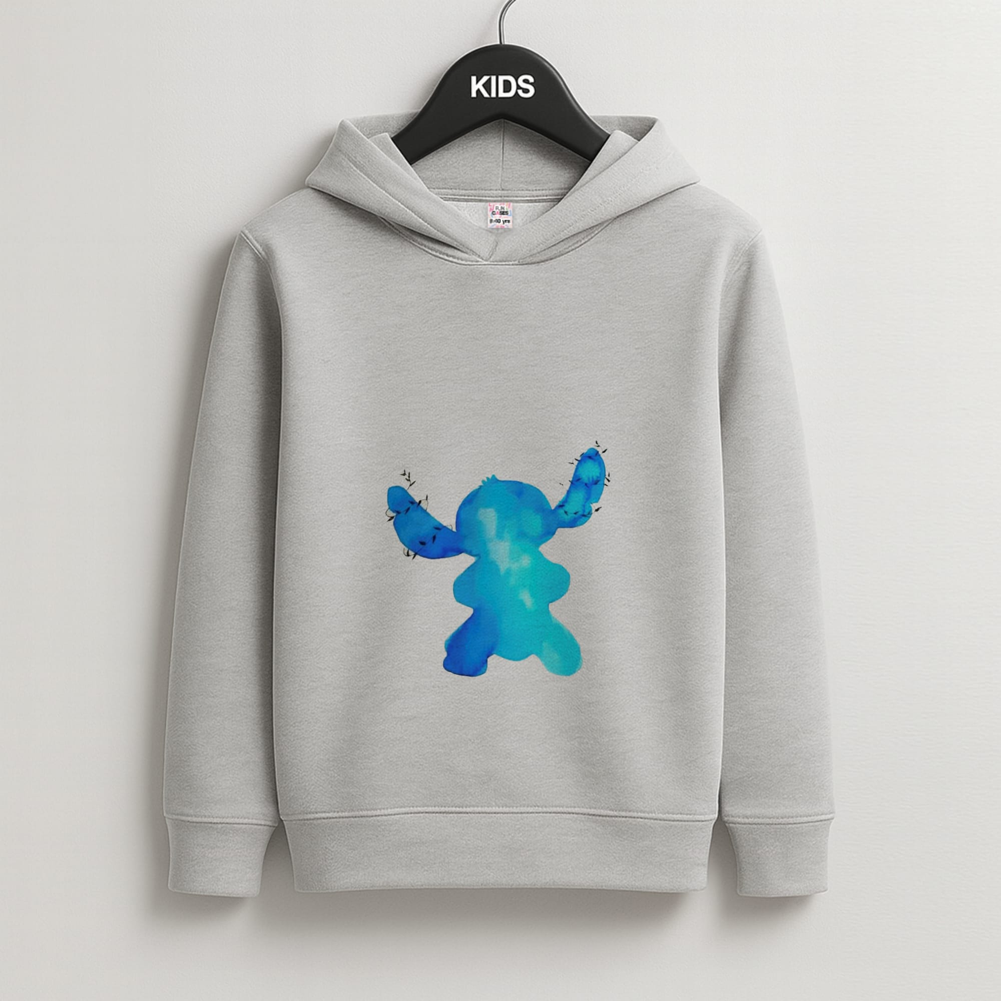 Watercolour Blue Alien Disney Kids Grey Hoodie