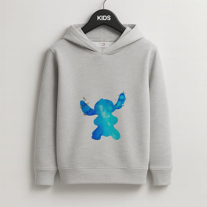 Watercolour Blue Alien Disney Kids Grey Hoodie
