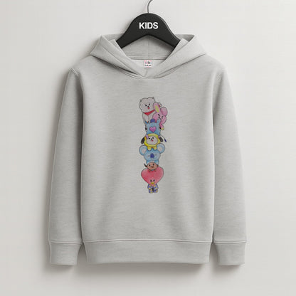 K-Pop Band BT21 Drawing Kids Grey Hoodie