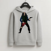 Eddie Munson Playing Guitar Kids Hoodie 2