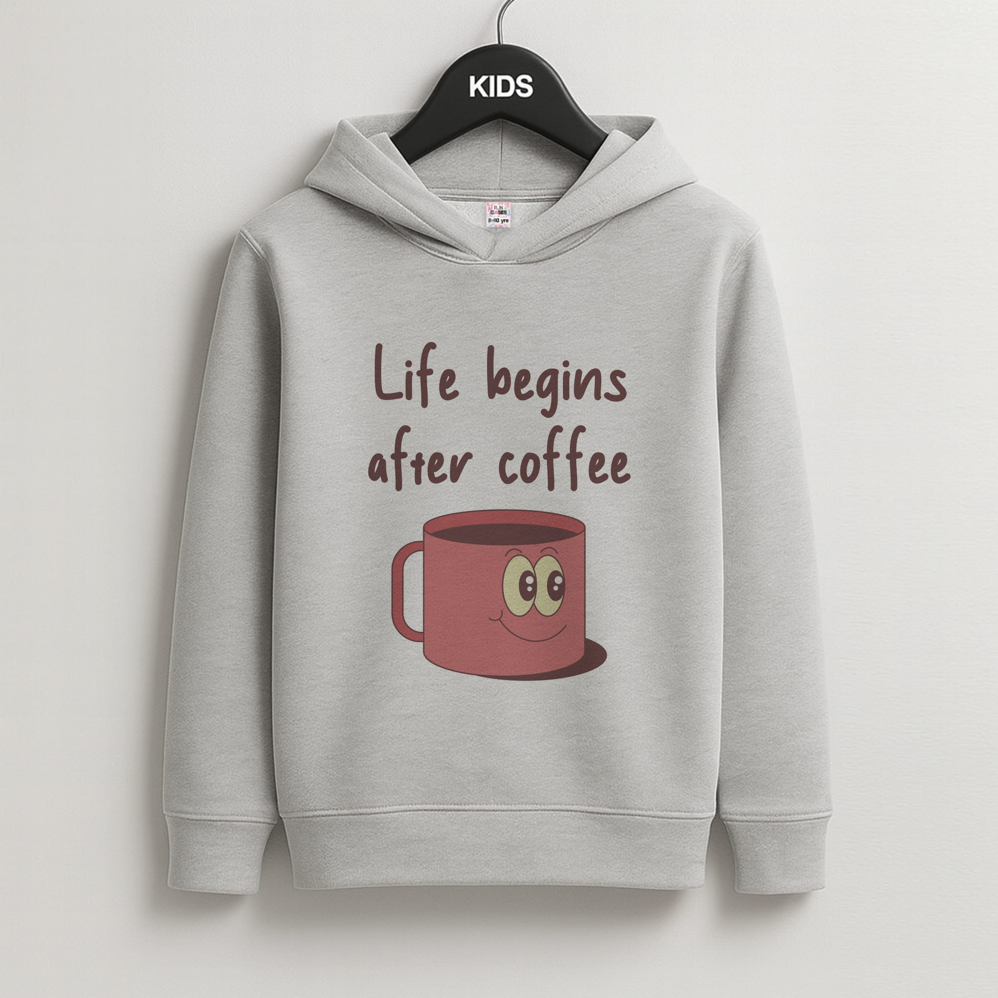 Life Begins After Coffee - Aesthetic Quote Kids Grey Hoodie
