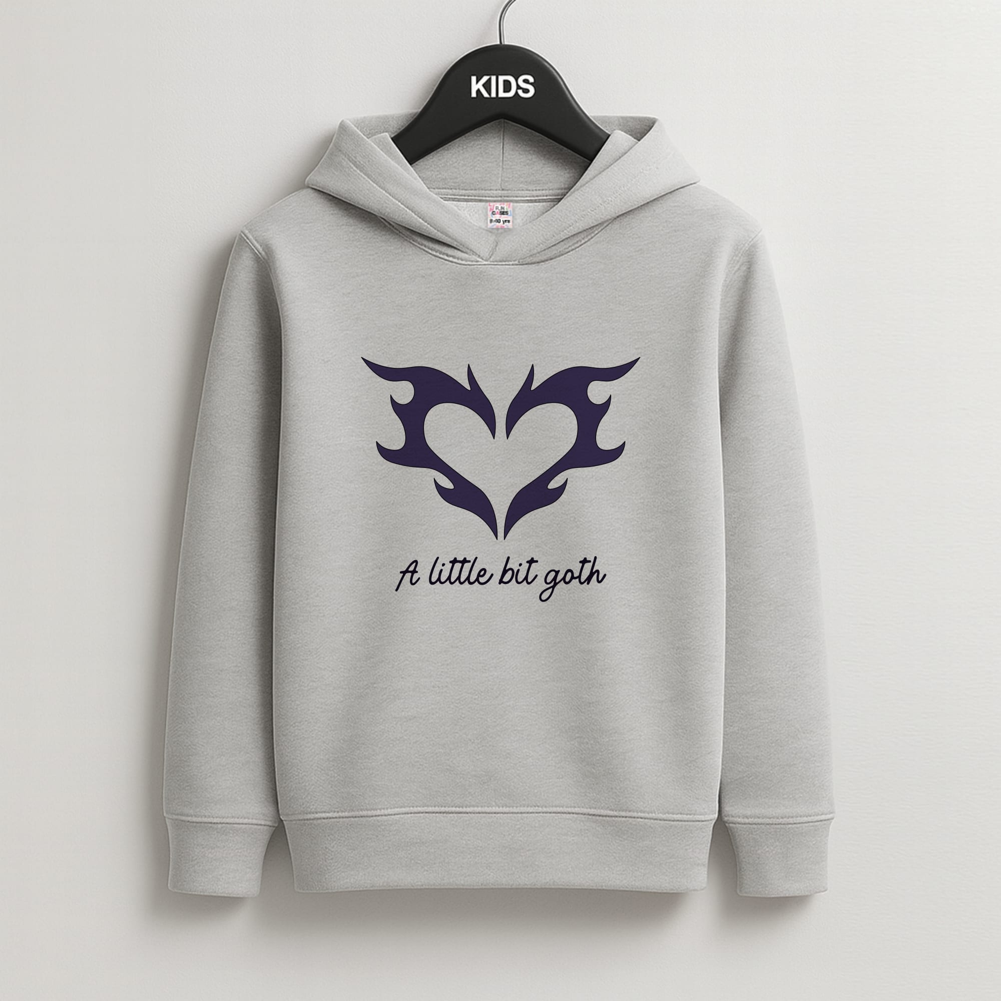 A Little Bit Goth Purple Kids Grey Hoodie