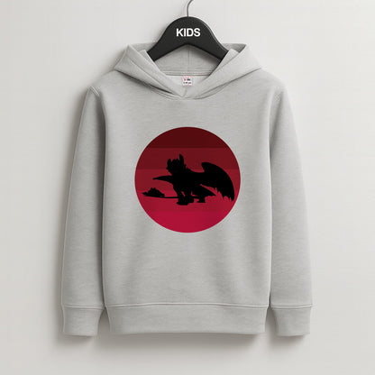 Red Sunset Dragon Kids Grey Hoodie