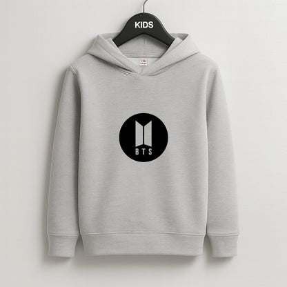 BTS logo Black - K Pop Kids Grey Hoodie