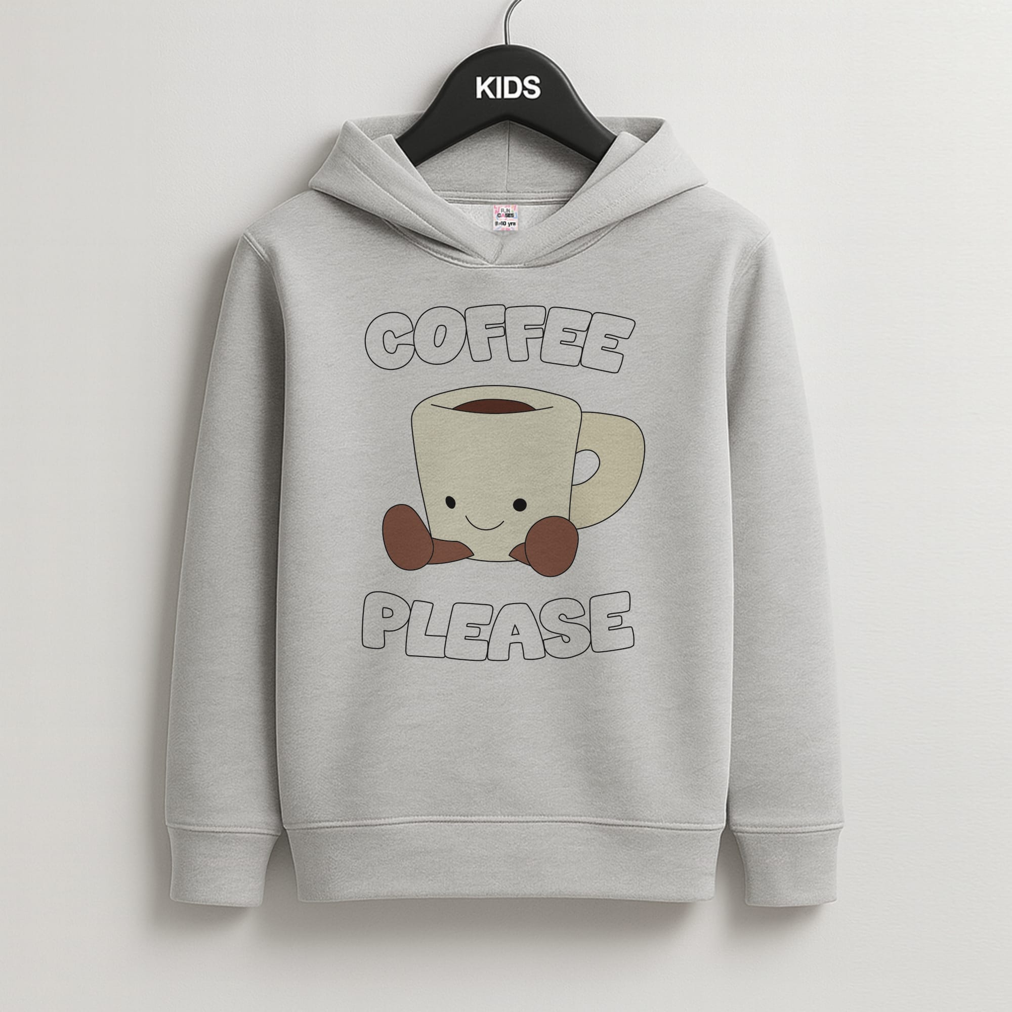 Coffee Please Mug Kids Grey Hoodie