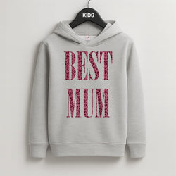 Best Mum Leopard Print Kids Grey Hoodie