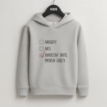 Innocent Until Proven Guilty - Naughty Or Nice  Kids Grey Hoodie