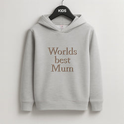 Worlds Best Mum - Floral Mother's Day Kids Grey Hoodie