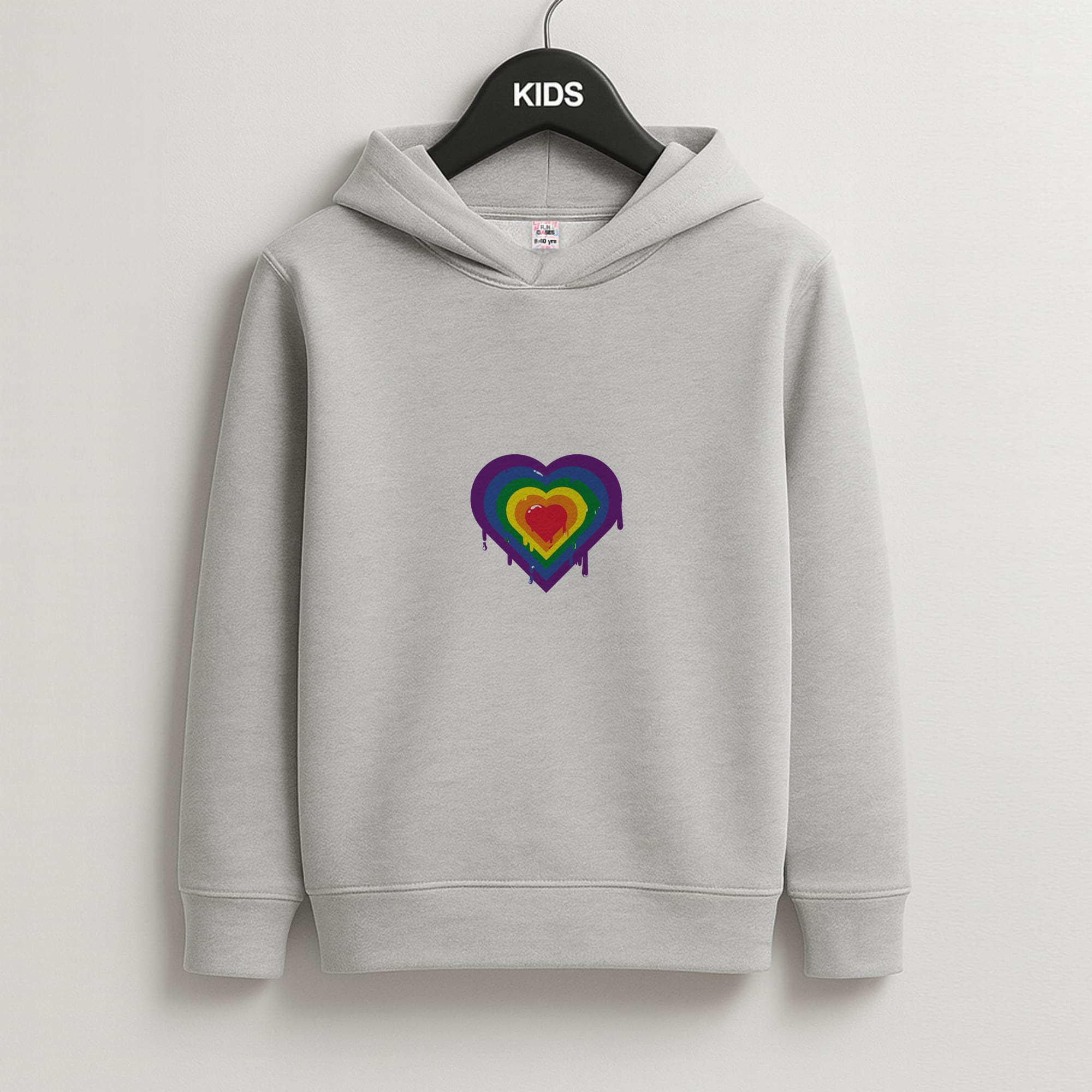 Dripped heart - Pride Kids Grey Hoodie