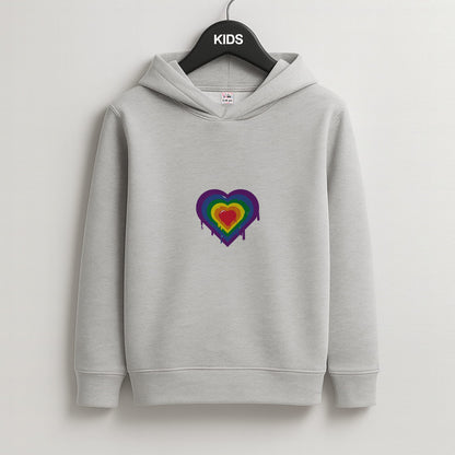 Dripped heart - Pride Kids Grey Hoodie