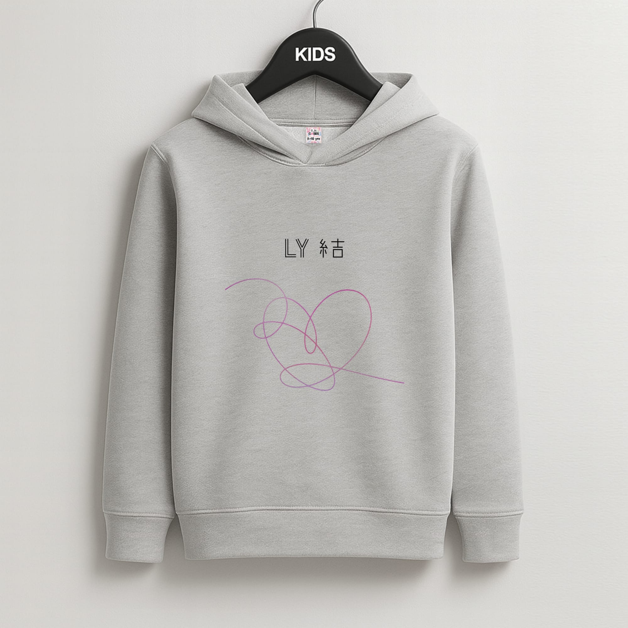LY Heart - K Pop Kids Grey Hoodie