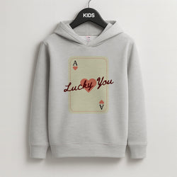 Lucky You Card Kids Grey Hoodie