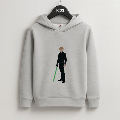 Skywalker Green Lightsaber Kids Grey Hoodie