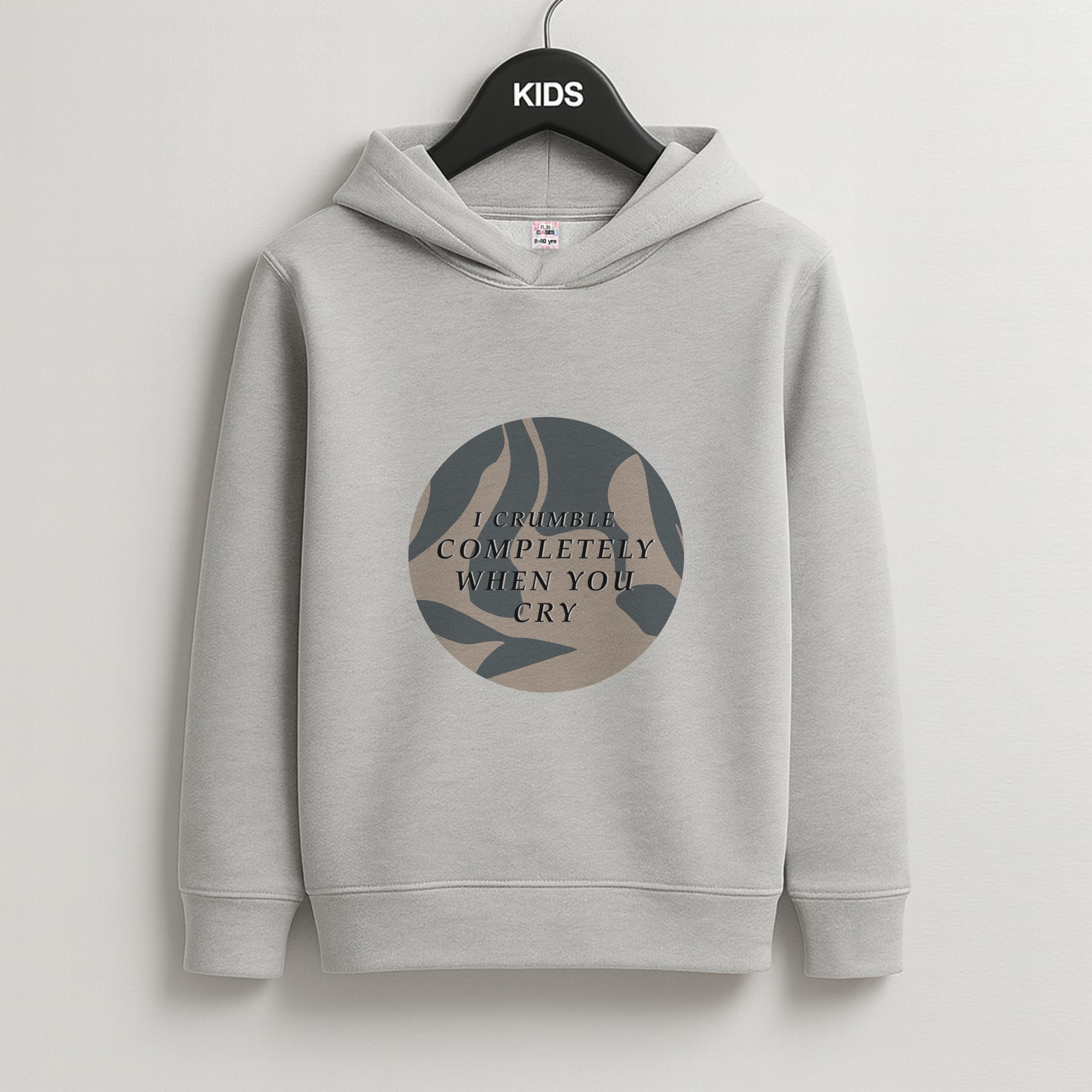 I Crumble Completely When You Cry Kids Grey Hoodie