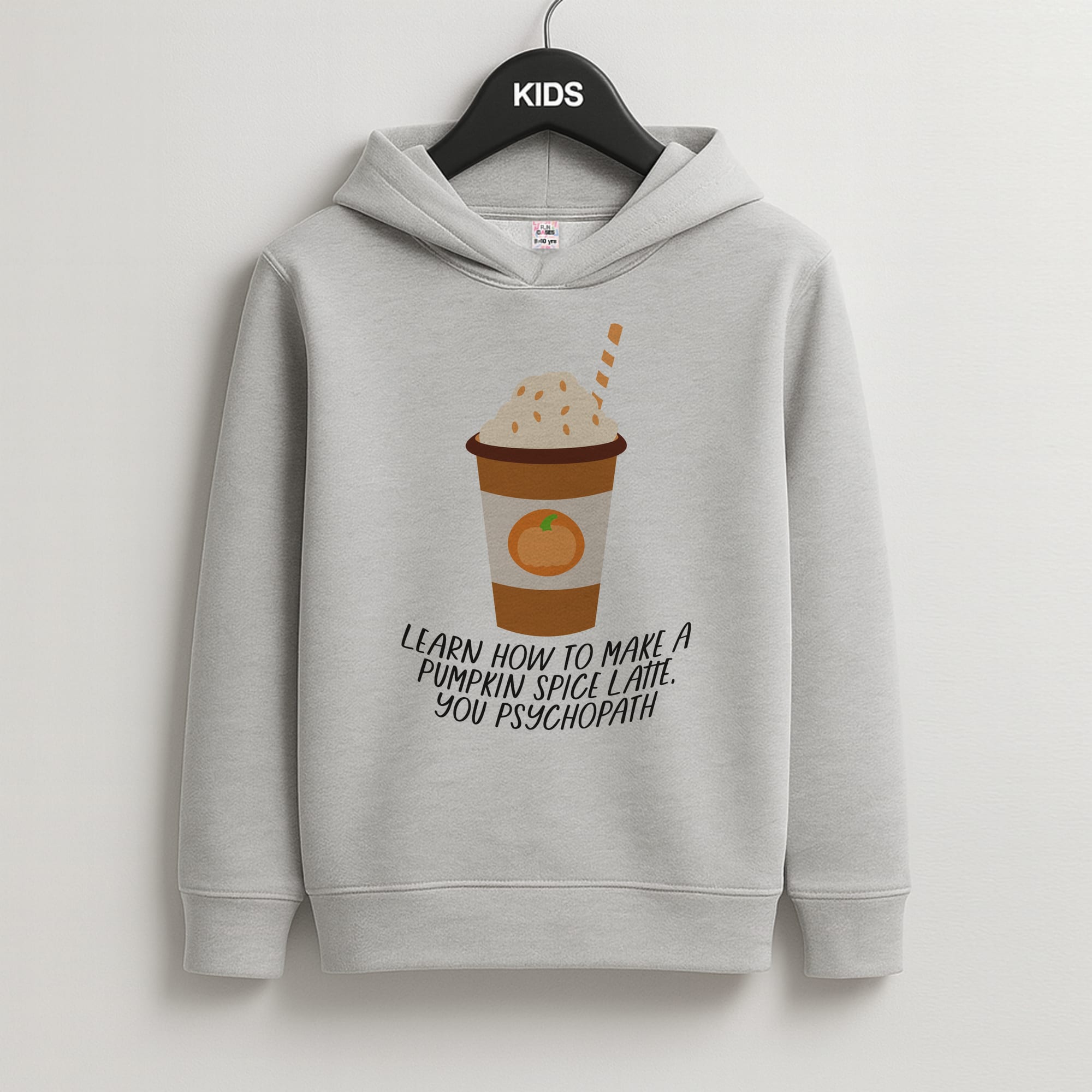 Learn How To Make A Pumpkin Spice Latte - Halloween Queens Kids Grey Hoodie