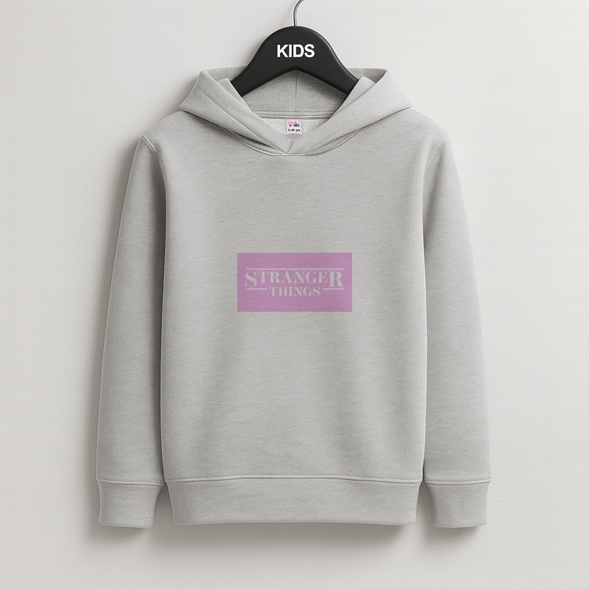 Pink Galaxy Stranger Kids Grey Hoodie