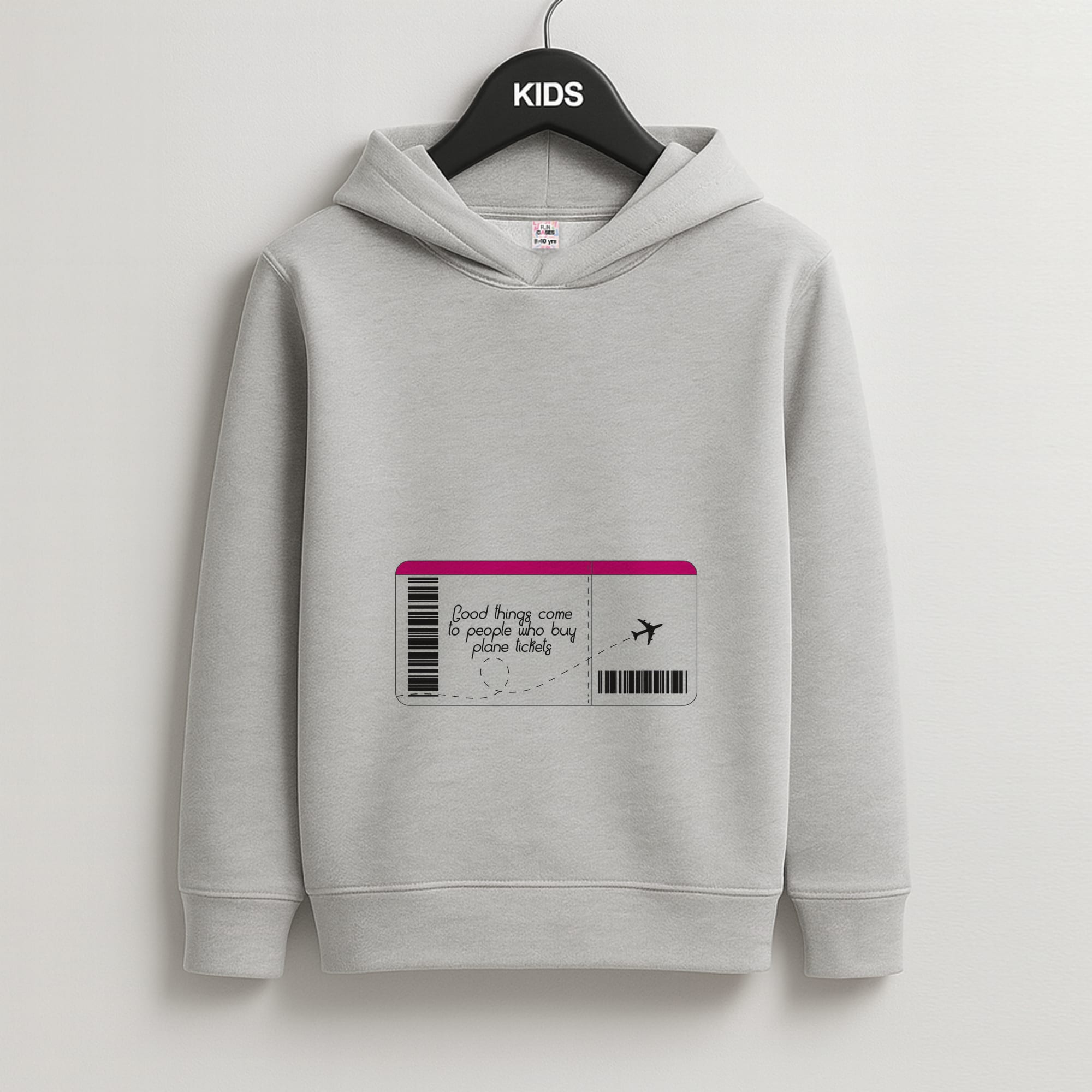 Buy Plane Tickets - Travel Kids Grey Hoodie