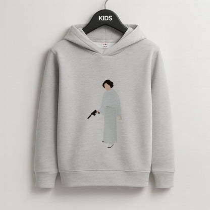 Leia Faceless With Gun Kids Grey Hoodie