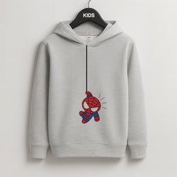 Blue Hanging Spider Hero Kids Grey Hoodie