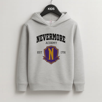 Addams Academy Purple Kids Grey Hoodie