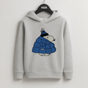 Cartoon Beagle Puffer Jacket Blue Kids Hoodie 2