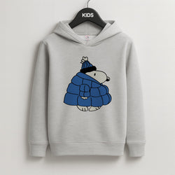 Cartoon Beagle Puffer Jacket Blue Kids Grey Hoodie