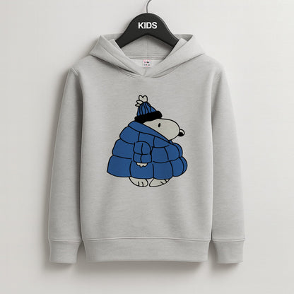 Cartoon Beagle Puffer Jacket Blue Kids Grey Hoodie