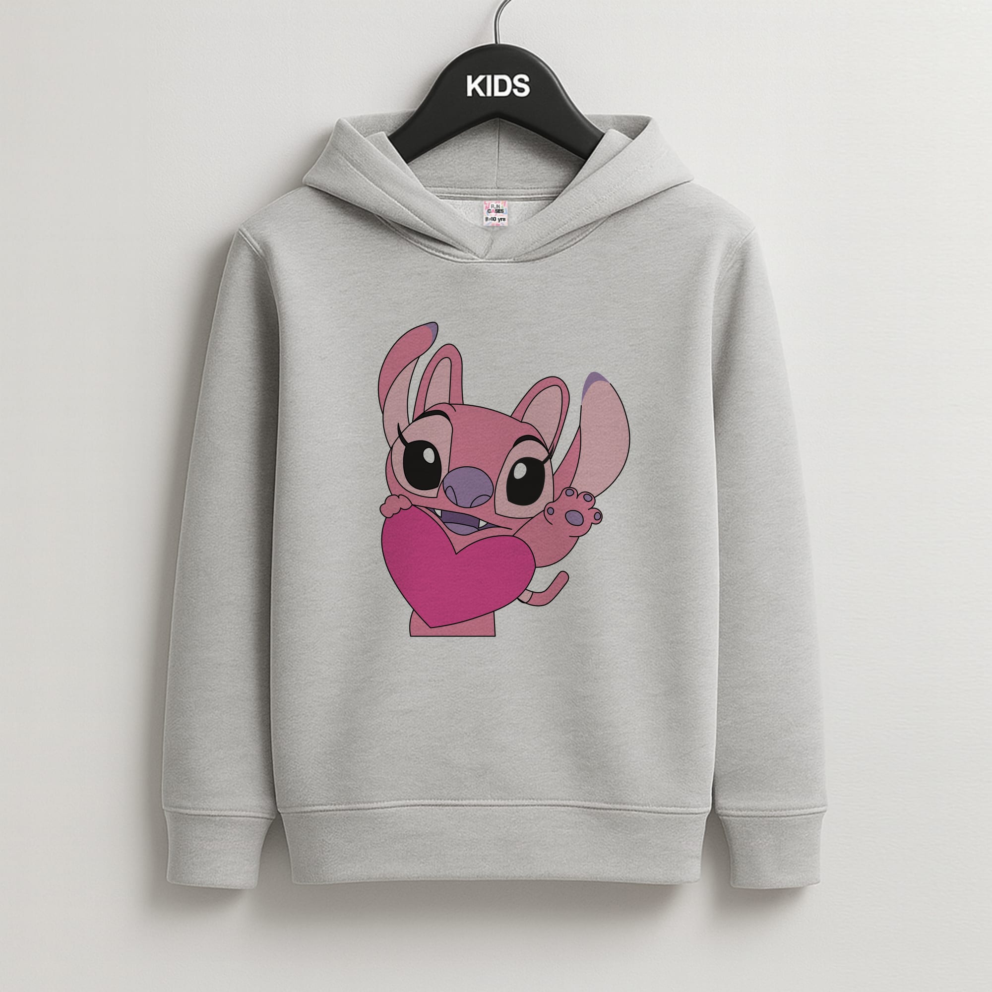 Holding Heart - Pink Alien Kids Grey Hoodie