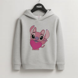Holding Heart - Pink Alien Kids Grey Hoodie
