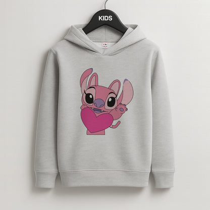 Holding Heart - Pink Alien Kids Grey Hoodie