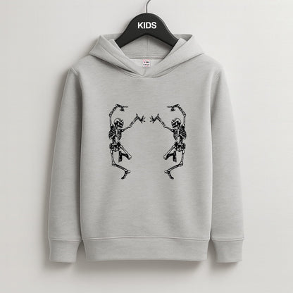 Dancing Skeletons - Halloween Kids Grey Hoodie