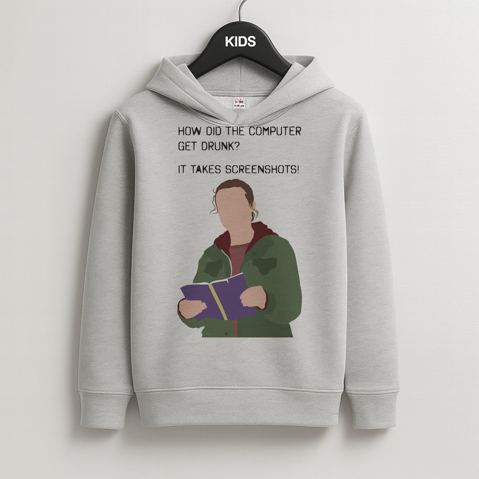 How Did The Computer Get Drunk? Kids Grey Hoodie