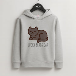 Lucky Black Cat - Cats Kids Grey Hoodie