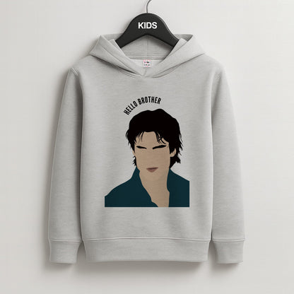 Hello Brother Cartoon - VD Kids Grey Hoodie