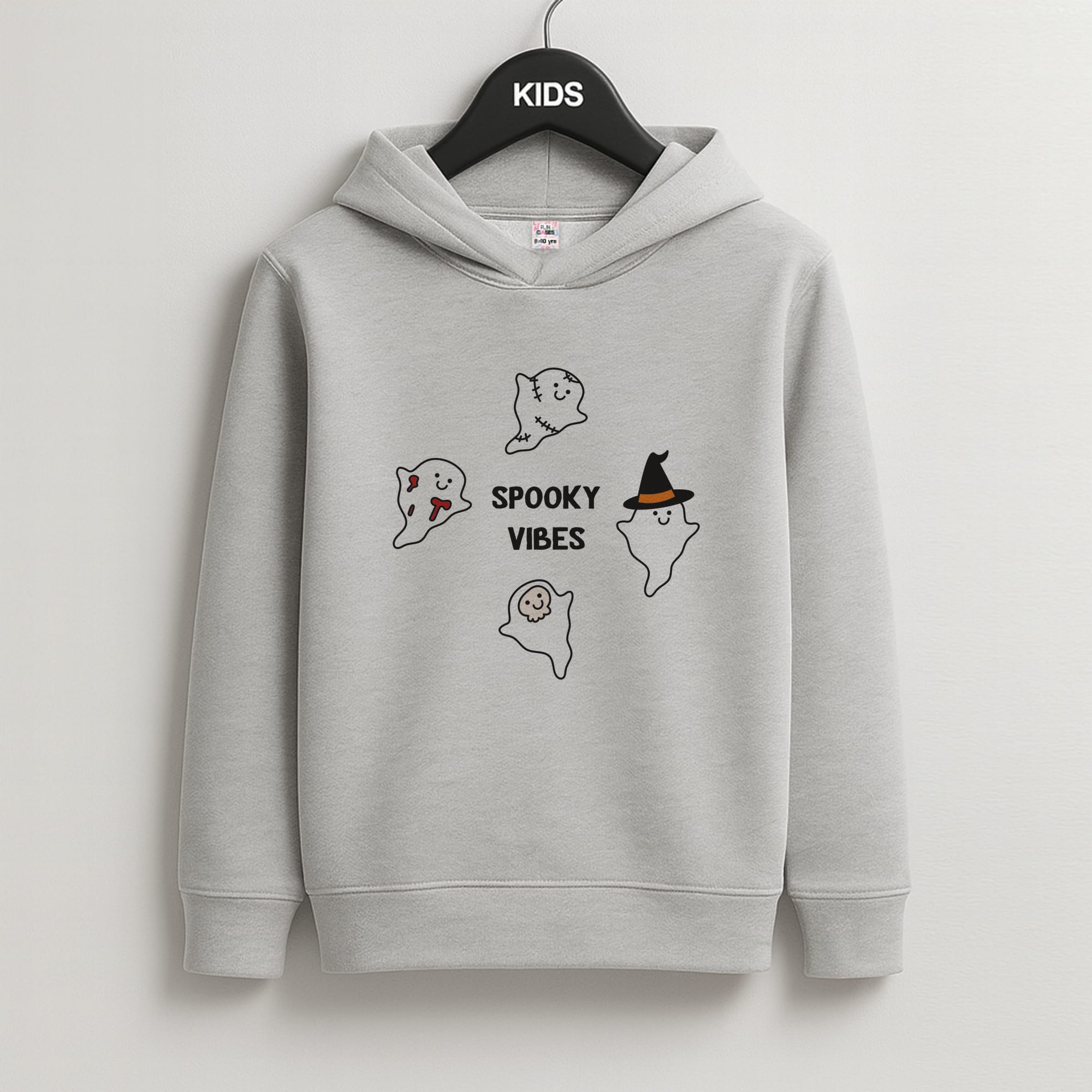 Spooky Vibes Ghosties I Kids Grey Hoodie