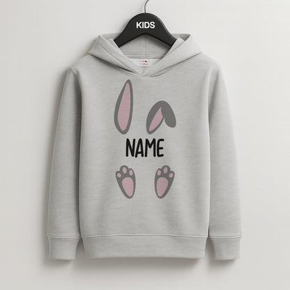 Grey Bunny Personalised Kids Grey Hoodie