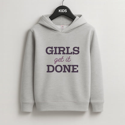 Girls Get It Done  Kids Grey Hoodie